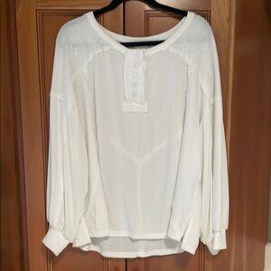POL Women's Cream Button-Up Flowy Boutique Brand Size L